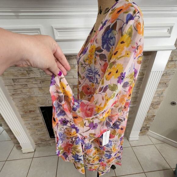 LIVE 4 truth floral bell statement sleeve boho wrap kimono jacket coverup 2X new - Picture 2 of 8
